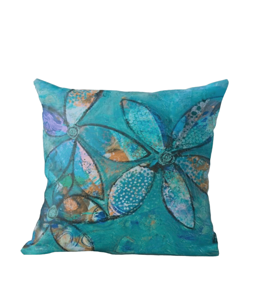 Paper daisies cushion by Lindy Farley Artist.