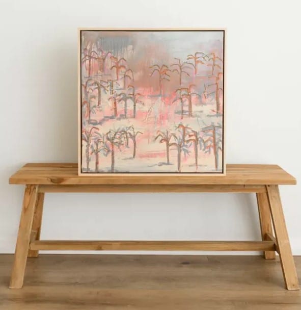Explore the serene beauty of "Paradise for One" by Wiradjuri artist Amanda Hinkelmann. This piece from the "Paradaisical" collection captures the tranquility of a solitary moment in nature. Perfect for adding peace and reflection to any space.