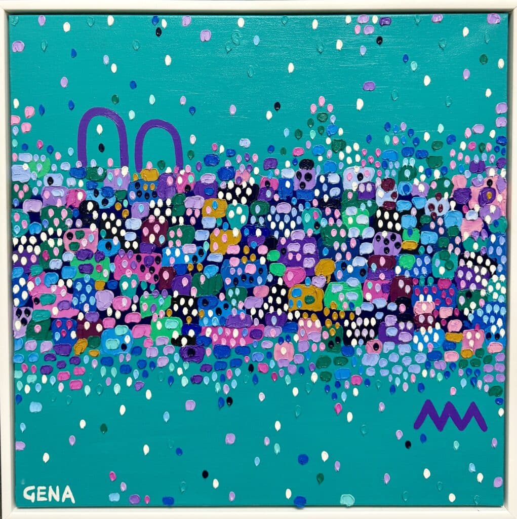 Bring joy and color to your space with "Tutti Fruiti 3" by Gena Smith. This vibrant abstract artwork, float-framed in crisp white, is perfect for adding energy and fun to any room. Buy now!