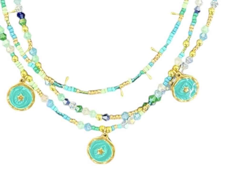 Caribbean Dream necklace by Art in Stone Jewellery – a tropical-inspired, handmade piece featuring turquoise and aqua stones for a vibrant look.